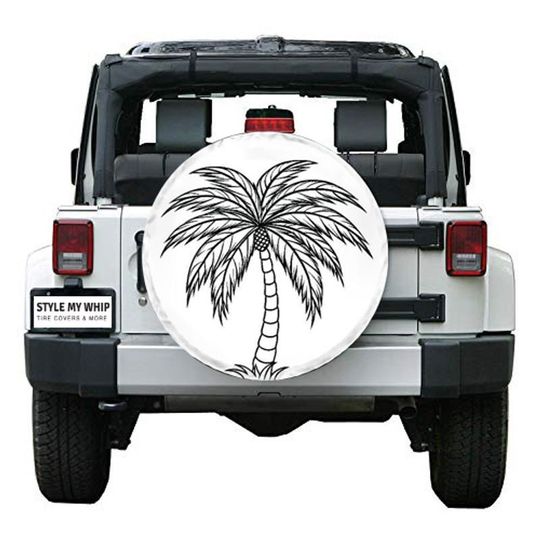Discover Palm tree on white Spare Tire Cover