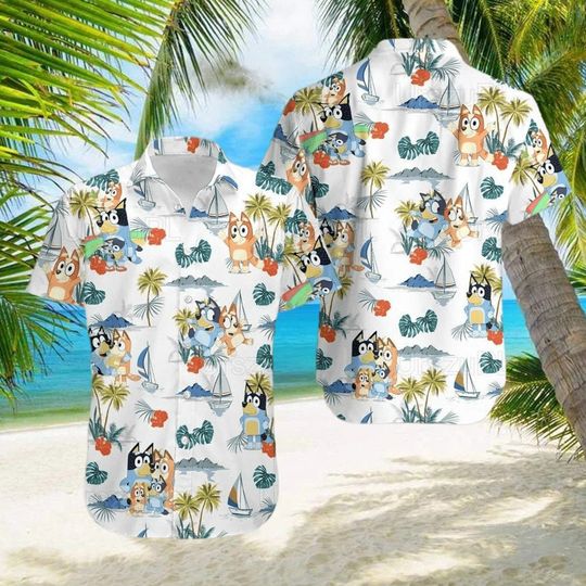 Discover BlueyDad Family Hawaiian Shirt, BlueyDad Beach Summer Shirt