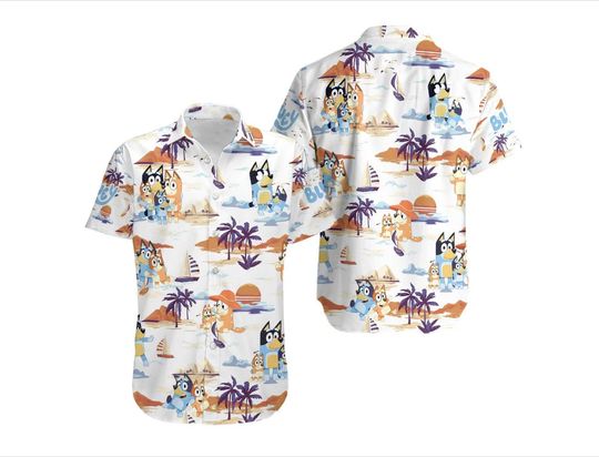 Discover BlueyDad Summer Family Hawaiian Shirt | BlueyDad and Bingo Beach Hawaiian Shirt