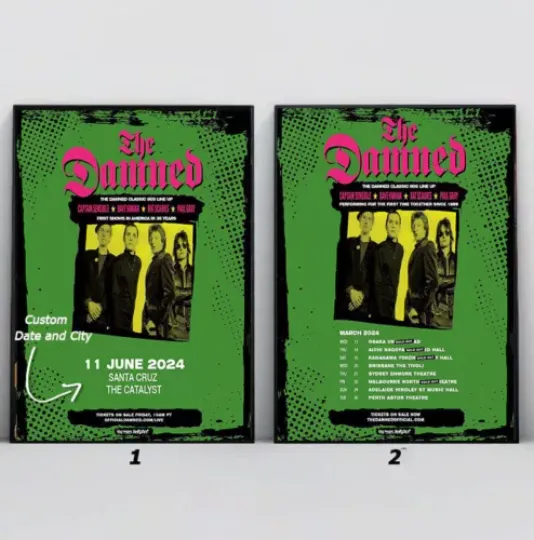 Discover The Damned Band Music Tour 2024 Poster