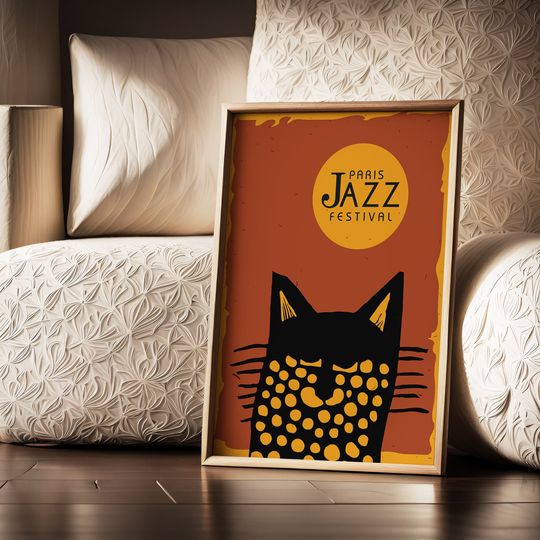 Discover Jazz Festival Poster, Paris Music Festival Poster, Mid Century Modern Wall Art