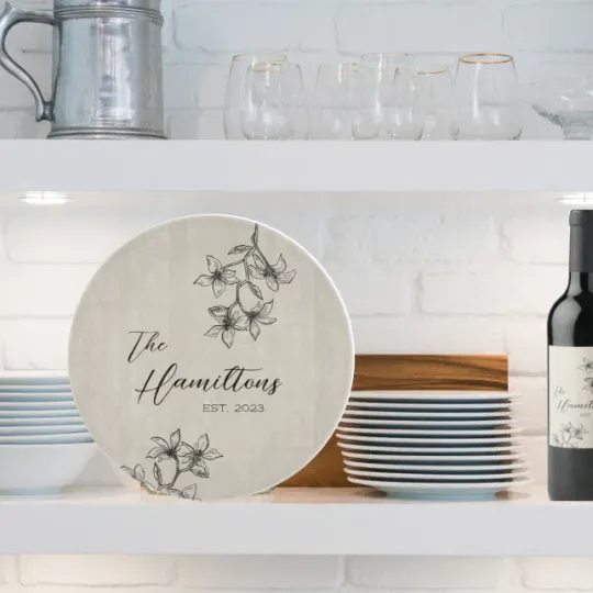 Discover Farmhouse Floral Custom Established Year  Cutting Board