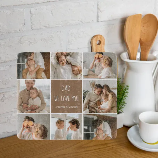 Discover Collage Photo Dad We Love You Happy Fathers Day Cutting Board