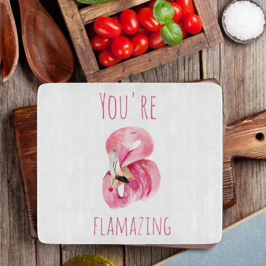 Discover Modern You Are Flamazing Beauty Pink Flamingo Cutting Board