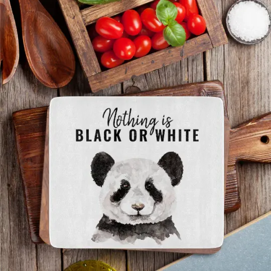 Discover Modern Funny Panda Black And White With Quote Cutting Board