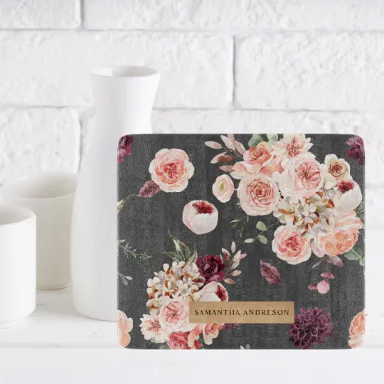 Discover Modern Pastel Flowers & Kraft Personalized Gift Cutting Board