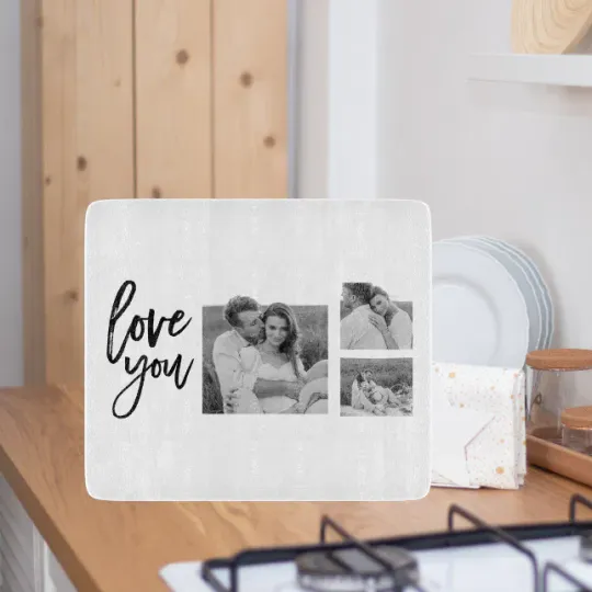 Discover Modern Collage Couple Photo & Love You Beauty Gift Cutting Board