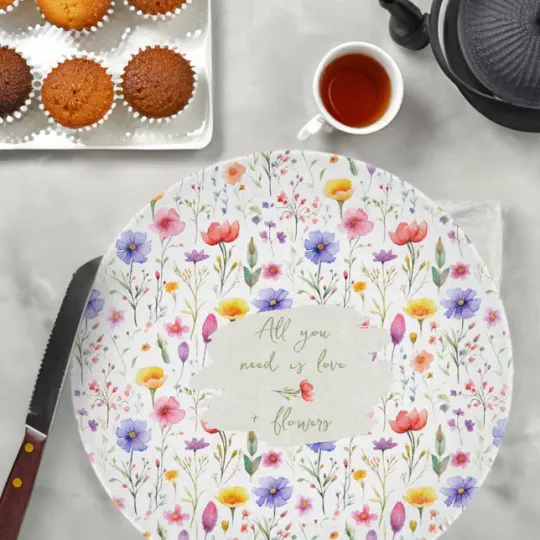 Discover Love and Flowers Colorful Country Wildflower Cutting Board
