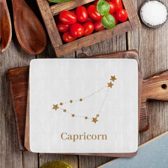 Discover Modern Zodiac Sign Gold Capricorn | Element Earth Cutting Board