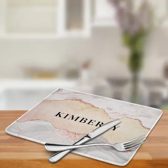 Discover Rose gold silver agate marble name cutting board