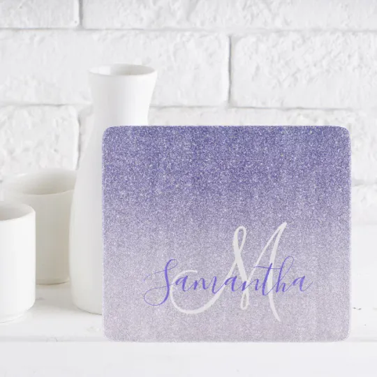 Discover Modern Purple Glitter Sparkles Personalized Name Cutting Board