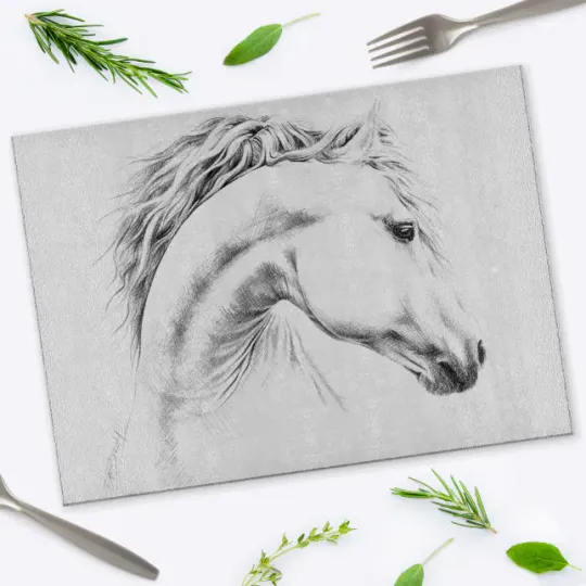 Discover Horse portrait Drawing Equestrian art Elegant Cutting Board