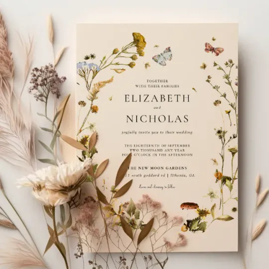 Discover Boho Autumn Wildflower | Botanical Wedding Invitation
