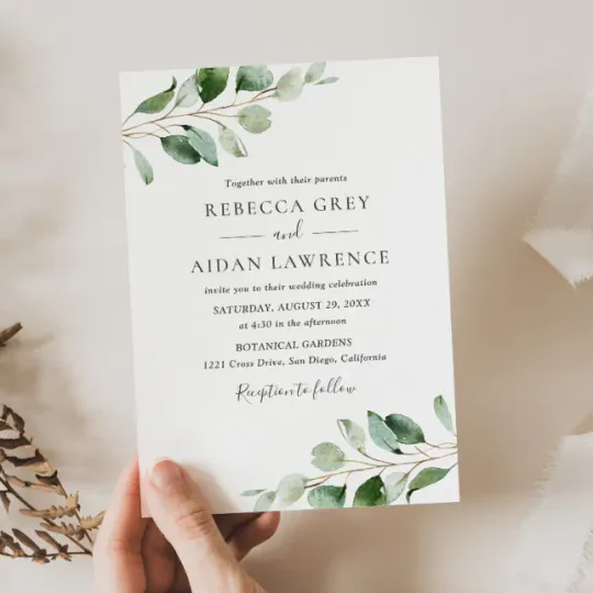 Discover Rustic Botanical Eucalyptus Greenery Wedding Invitation