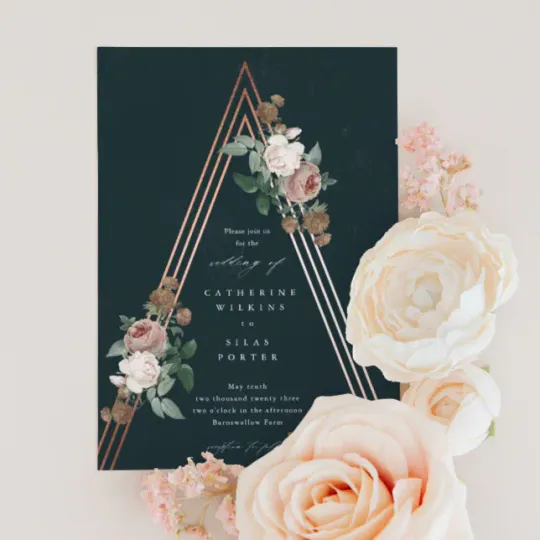 Discover Boho Floral Pyramid Wedding Invitation