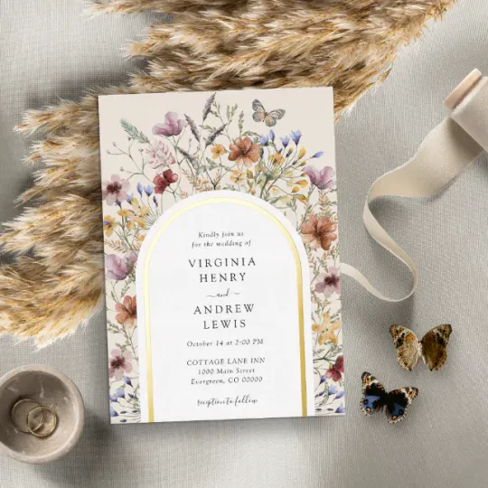 Discover Boho Arch Wedding Invitation Foil Invitation
