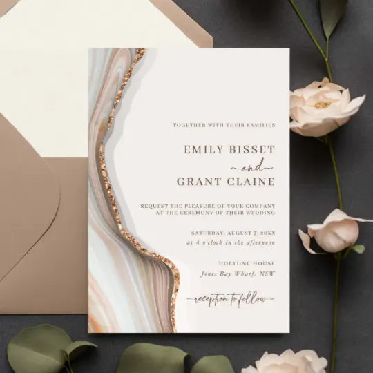 Discover Stone Marble Agate Wedding Invitation