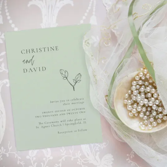 Discover Minimalist Bohemian Sage Wedding invitation
