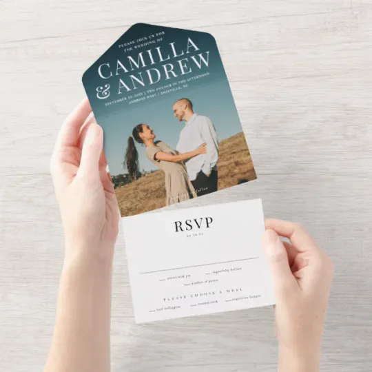 Discover Modern Elegant Stylish RSVP Wedding All In One Invitation
