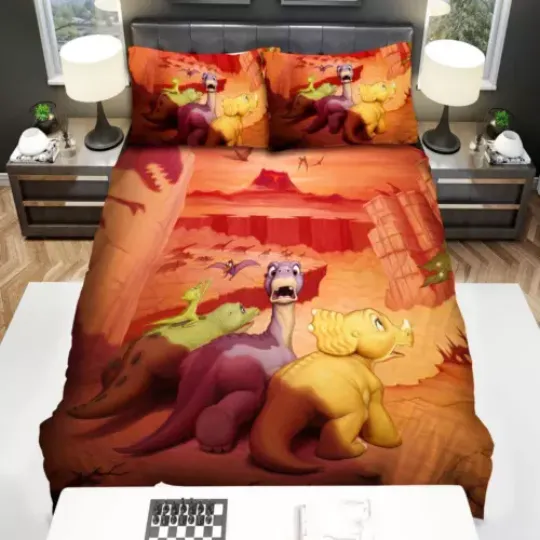 Discover The Land Before Time 1988 Movie Scene Quilt Duvet Cover Set Bed