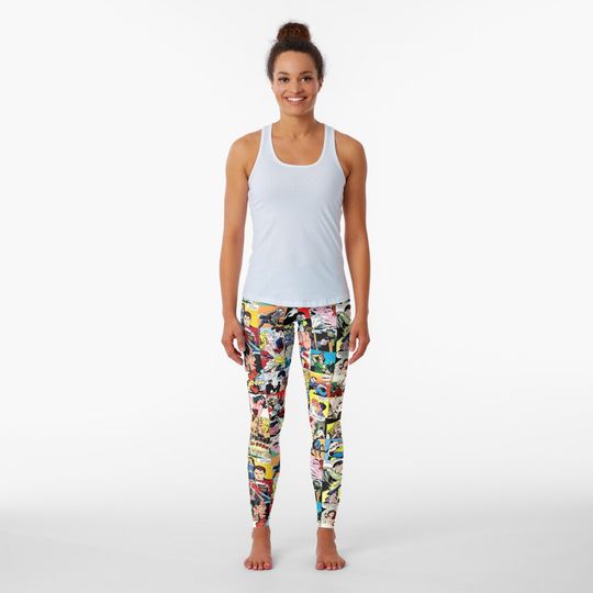 Discover Comic Book Collage Leggings