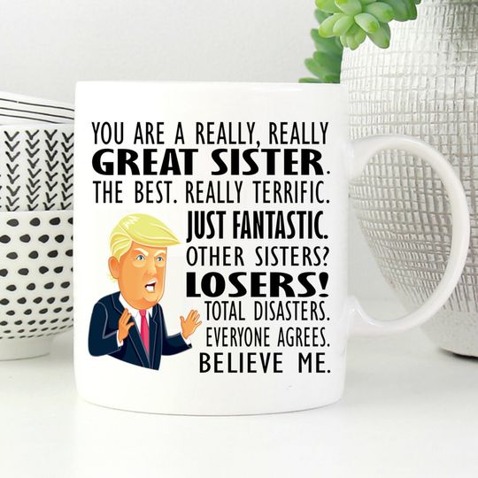 Discover Sisters gift, Funny Sister mug, Gifts for Her, Christmas Gifts for Sister, Funny Trump Mug