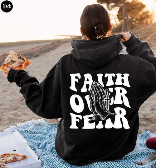 Discover Faith Over Fear Hoodie, Aesthetic Christian Hoodie, Trendy Christian Gifts