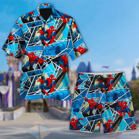 Discover Iconic Hero Pose Aloha Shirt, Comics Spider Superhero 3D All Over Printed Hawaiian Shirt