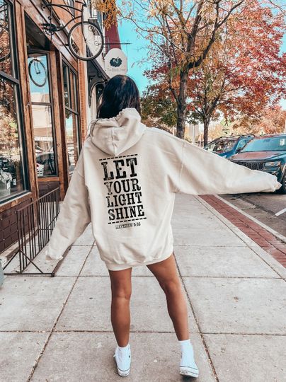 Discover Let Your Light Shine Hoodie, Aesthetic Christian Hoodie, Christian Gift, Catholic Gift