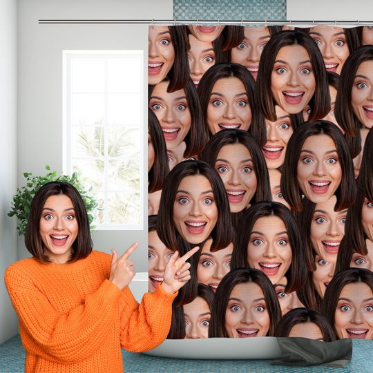 Discover Custom Face Shower Curtain, Personalized Photo Bathroom Curtain