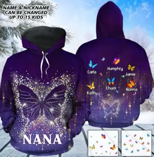 Discover Personalized Butterfly Snowflake Grandma 3D Hoodie