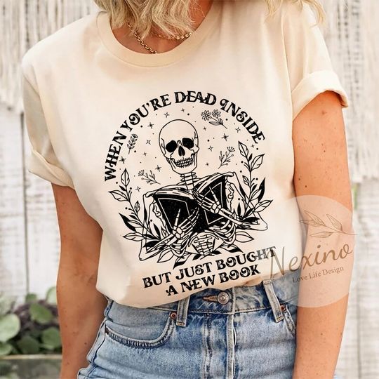 Discover Funny Skeleton Book Lover Shirt