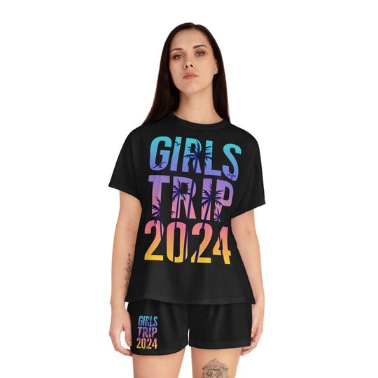 Discover Girls trip 2024 Shorts Pajama Set, Gifts for her, Summer Sets
