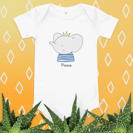 Discover Elephant Baby Prince Onesie