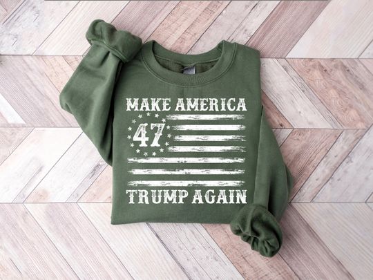 Discover Trump 47 Crewneck Sweatshirt, Trump 47 Distressed Unisex