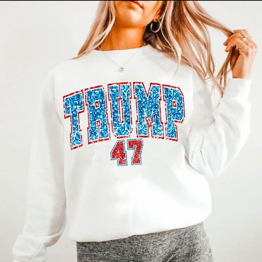 Discover Trump 47 Varsity PNG, Faux Glitter Trump 47 Republican