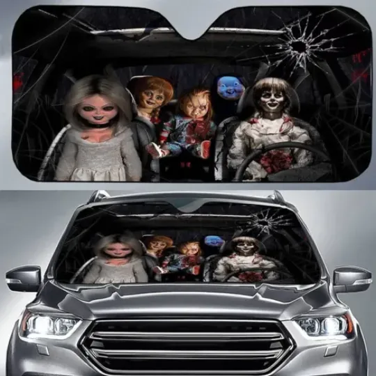 Discover Horror Car Accessories Windshield Sun Shade Halloween Movie Character Car Access