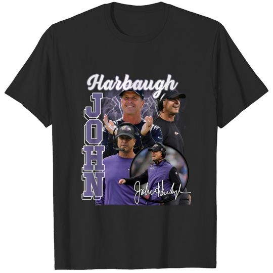 Discover Vintage Style John Harbaugh T-Shirt, John Harbaugh Coat Bootleg Shirt