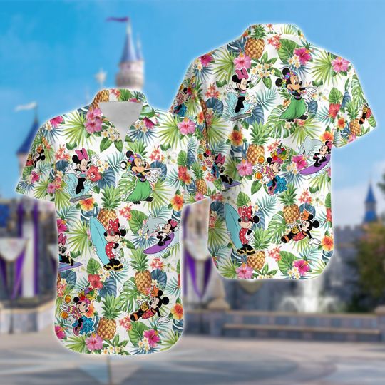 Discover Tropical Mouse Hawaiian Shirt, Couple Mouse Character Summer Vacation Shirt