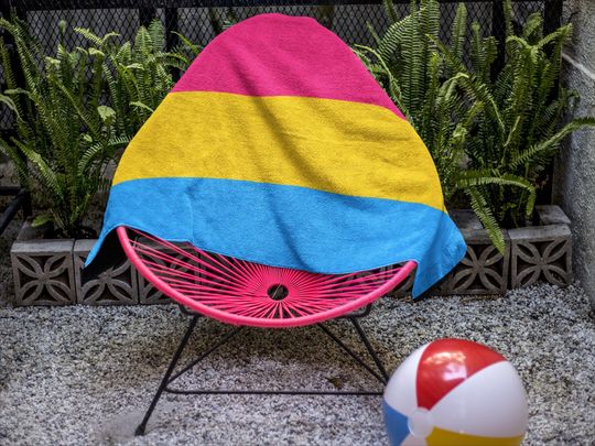 Discover Pansexual Flag Beach Towel, Pan Tropical Summer Present