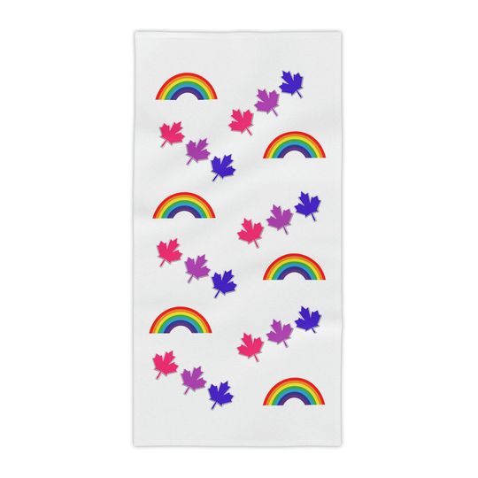Discover Beach Towels Rainbow Pink Purple Blue Maple Leaf