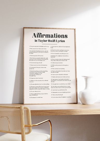 Discover Taylor's Version Affirmations Print, Taylor Swiftie Lyric Print