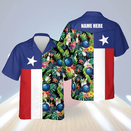 Discover USA Texas Bowling Flag Shirt Tropical Hawaiian Shirt