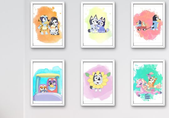 Discover BlueyDad, Bingo, Muffin Poster, Children Nursery Bedroom Decor