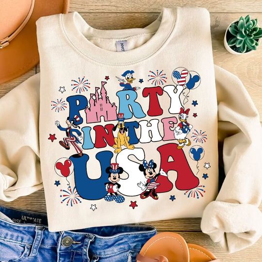 Discover Party In The Usa Micey, Mikey, 4th July Mouse and Friends, Fourth of July Sweatshirt