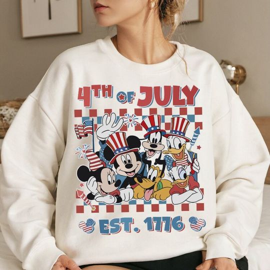 Discover Happy 4th of July Micey and Friends Sweatshirt