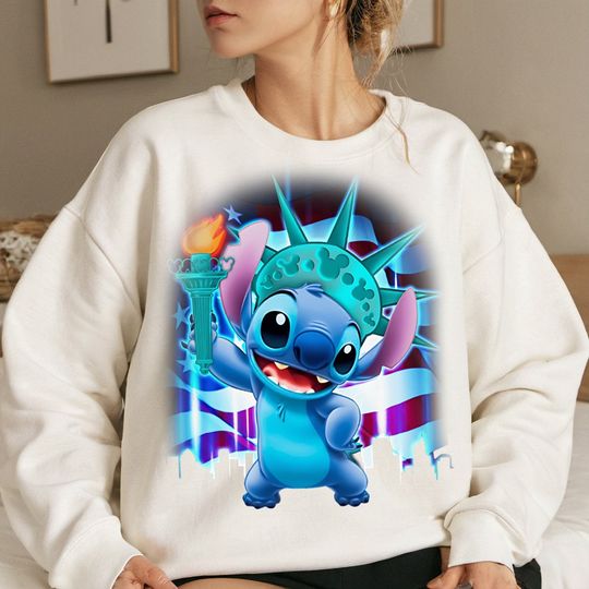 Discover America Blue alien  Sweatshirt, 4th July Blue Cartoon, Fourth of July