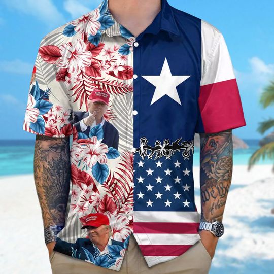 Discover Donald Trump Hawaiian Shirt, Donald Trump 4th of July Button Up