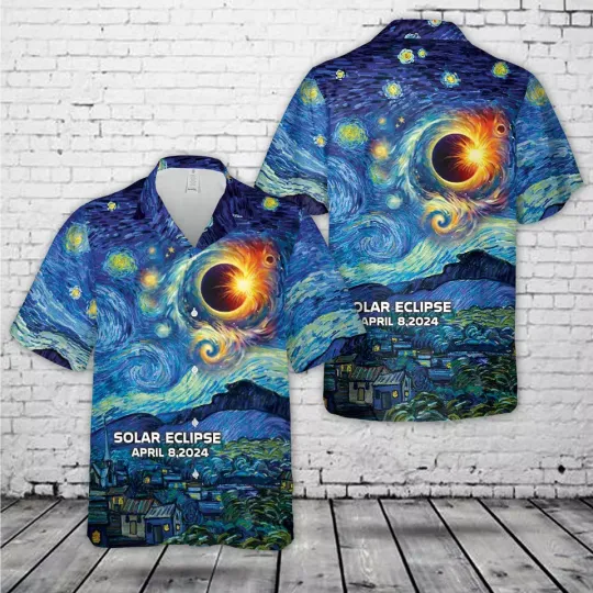 Discover Total Solar Eclipse Astronaut April 8 2024 Hawaiian Shirt, Music Lover Shirt