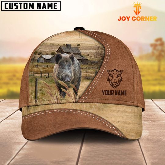 Discover Hogs Customized Name Brown Cap